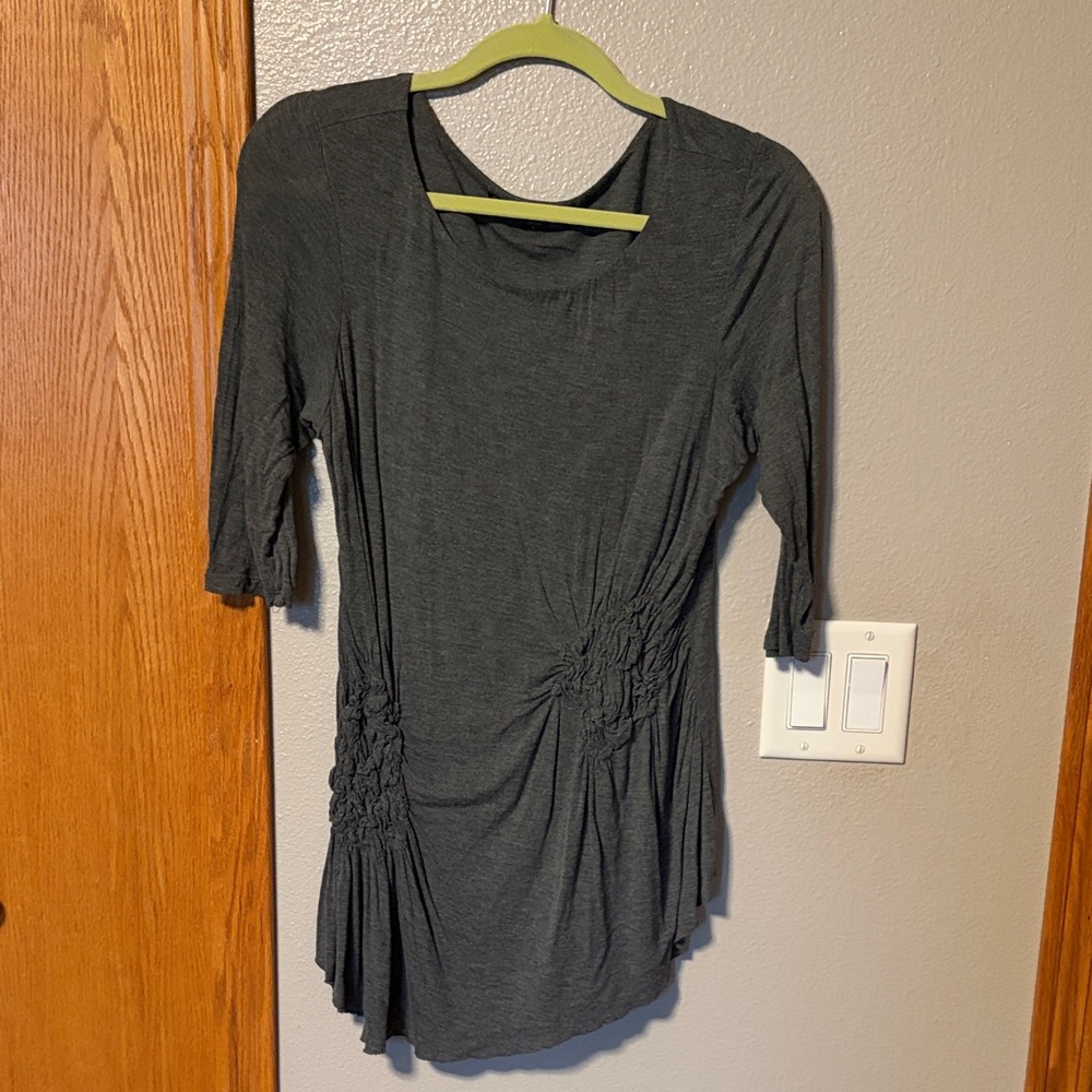 Ruched Side Dark Gray Women's Tunic Top